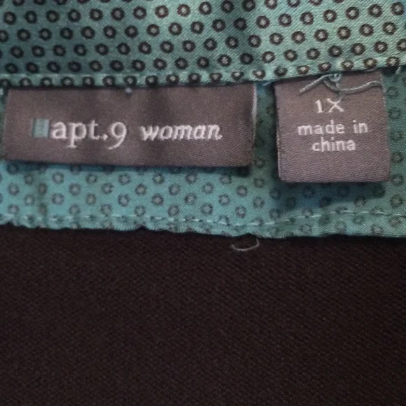 Apt. 9 Sweater/Blouse with belt, brown/turquoise, size 1X - Picture 4 of 7